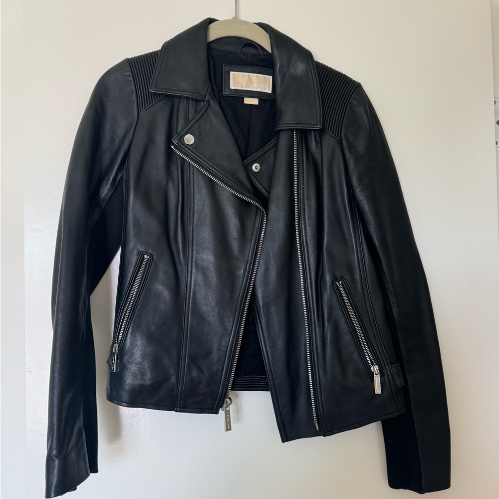 Michael Kors black leather jacket, size small